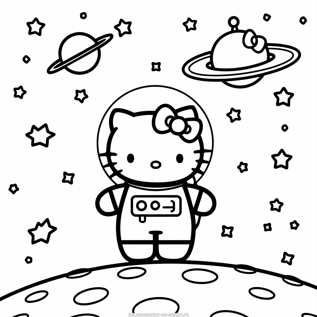 kolorowanka astronautka hello kitty