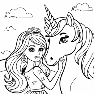 Kolorowanka Barbie i jednorożec