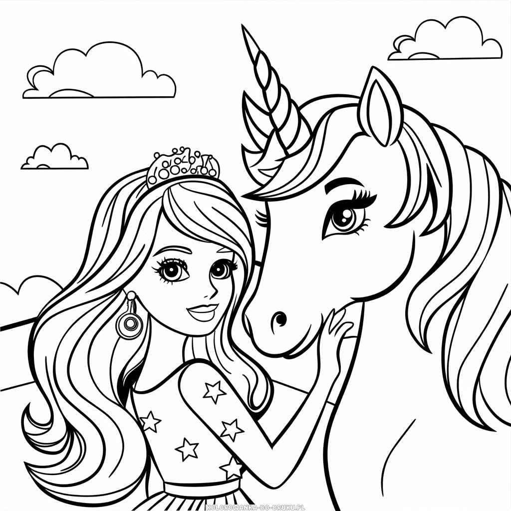 Kolorowanka Barbie i jednorożec