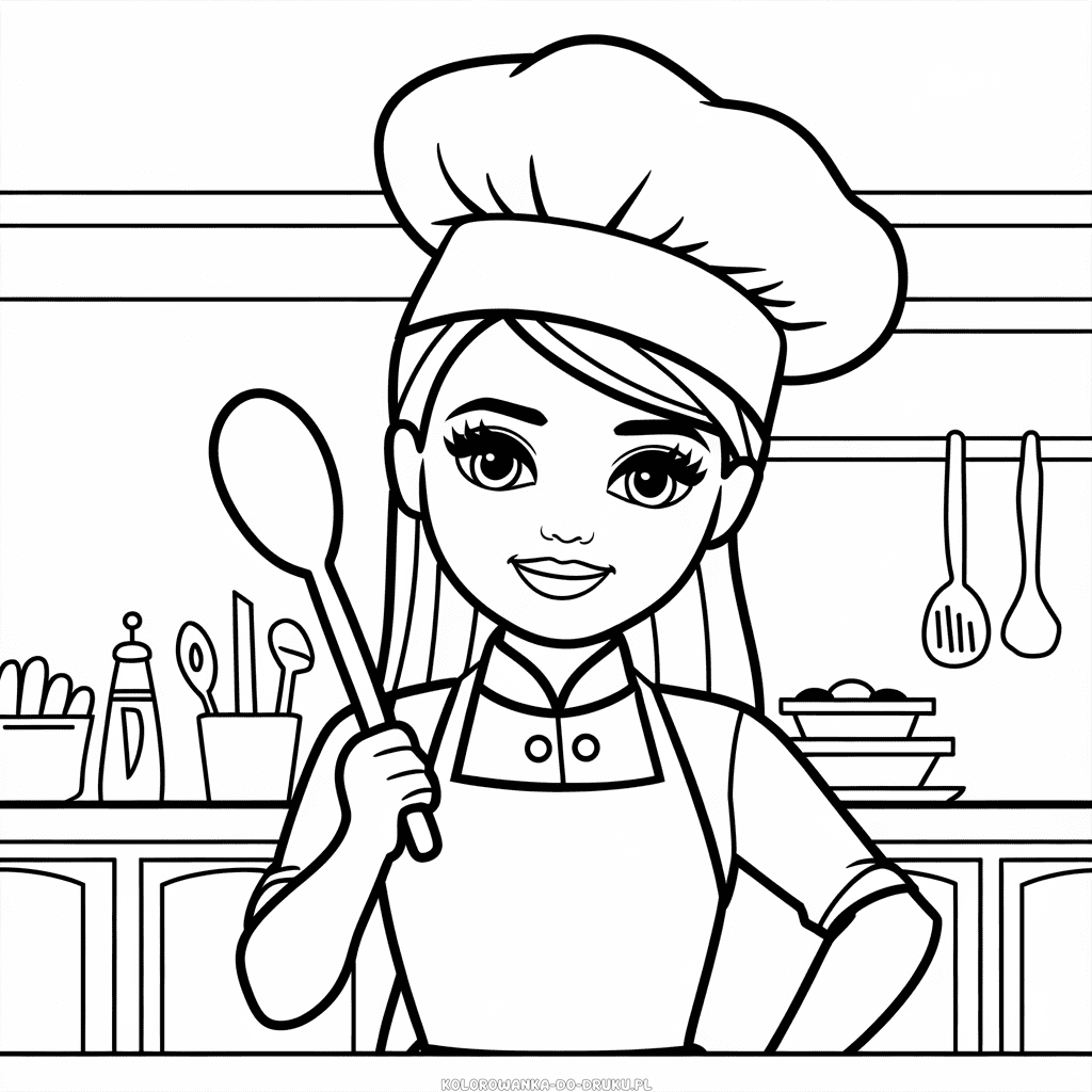 Kolorowanka Barbie gotuje