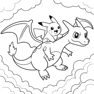 Kolorowanka Charizard i Pikachu