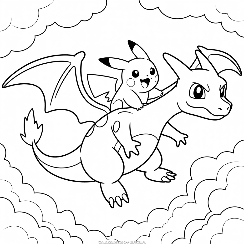 Kolorowanka Charizard i Pikachu