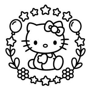 Kolorowanka Czarno-Biała Hello Kitty