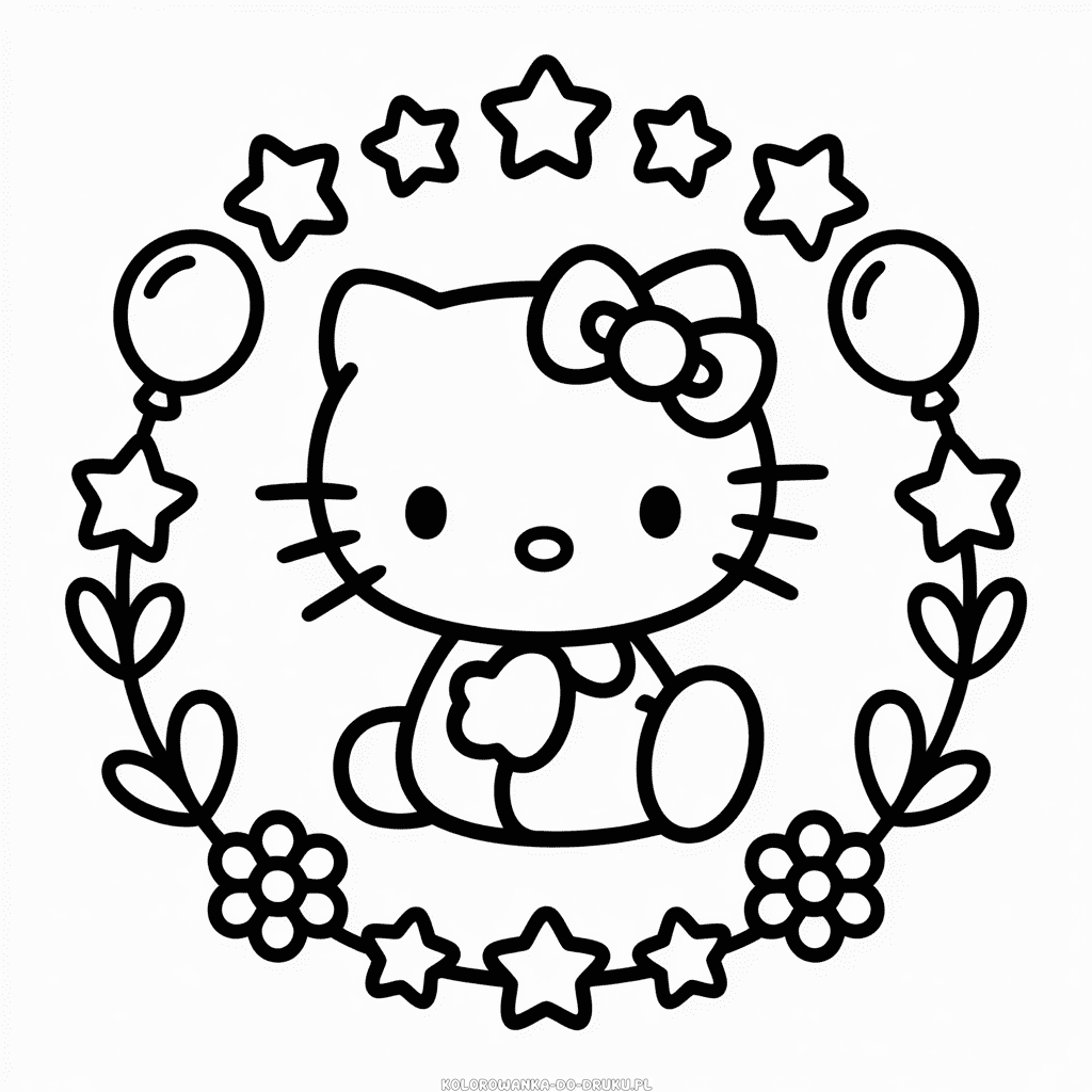 Kolorowanka Czarno-Biała Hello Kitty