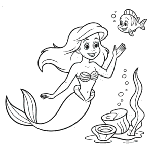 Kolorowanka Disney: Ariel
