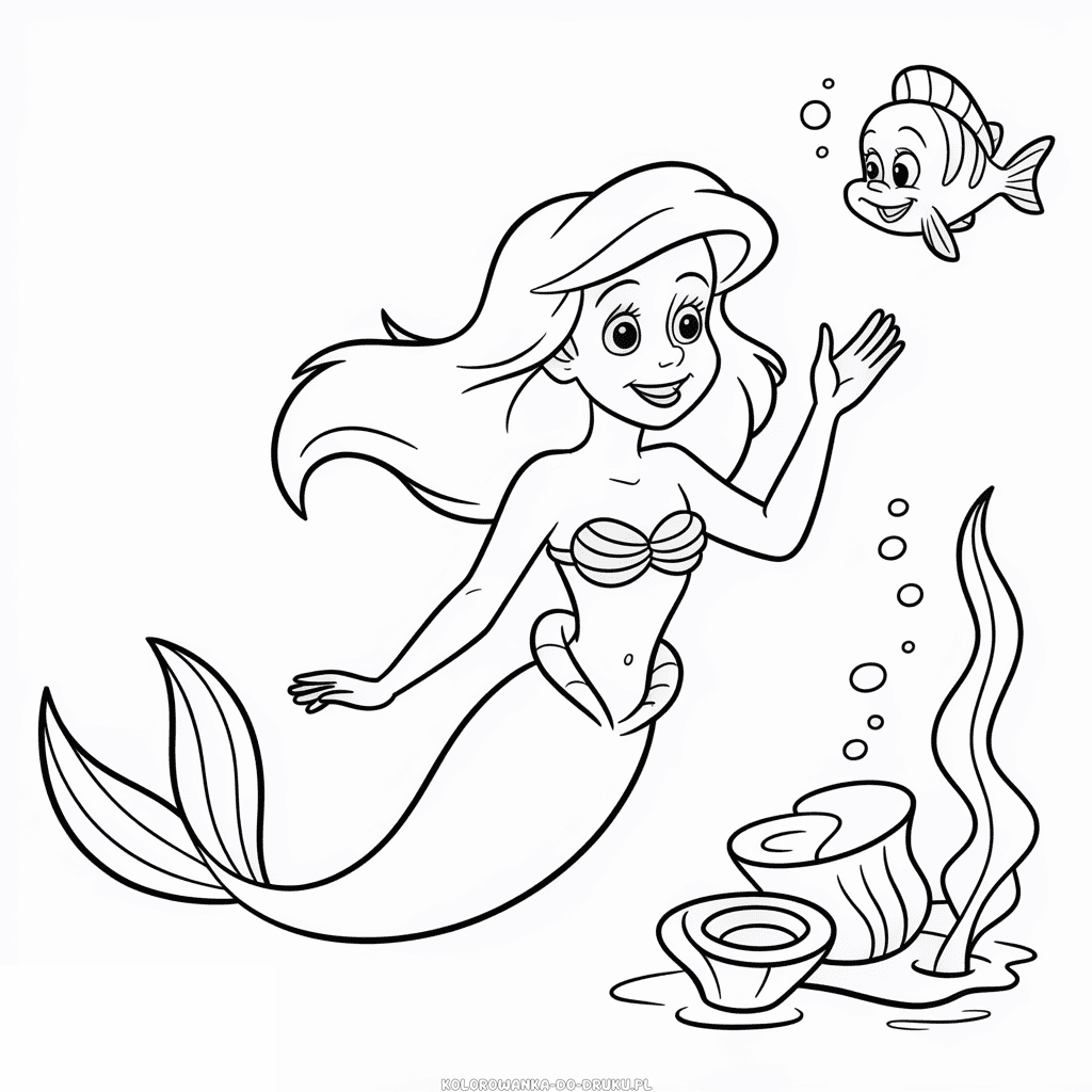 Kolorowanka Disney: Ariel