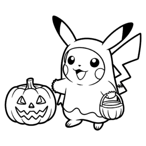 Kolorowanka Halloweenowy Pikachu