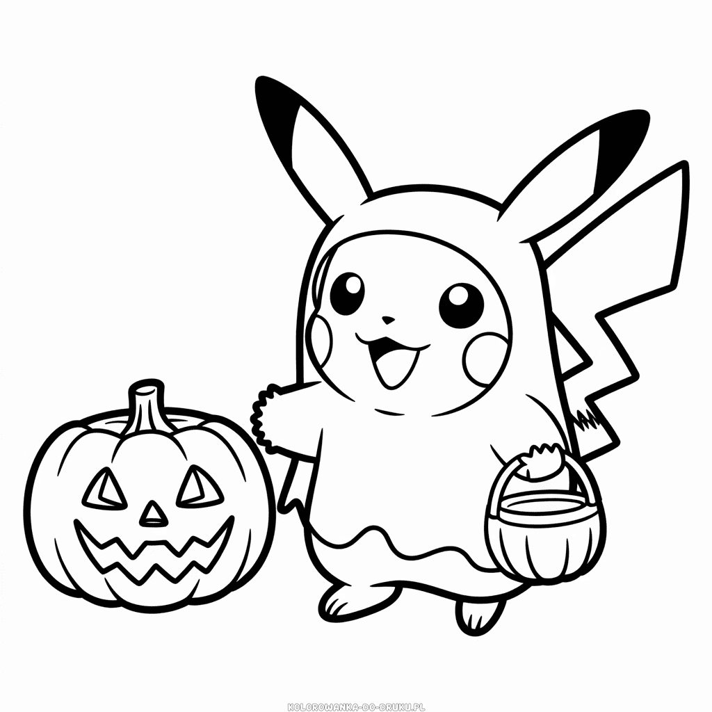 Kolorowanka Halloweenowy Pikachu