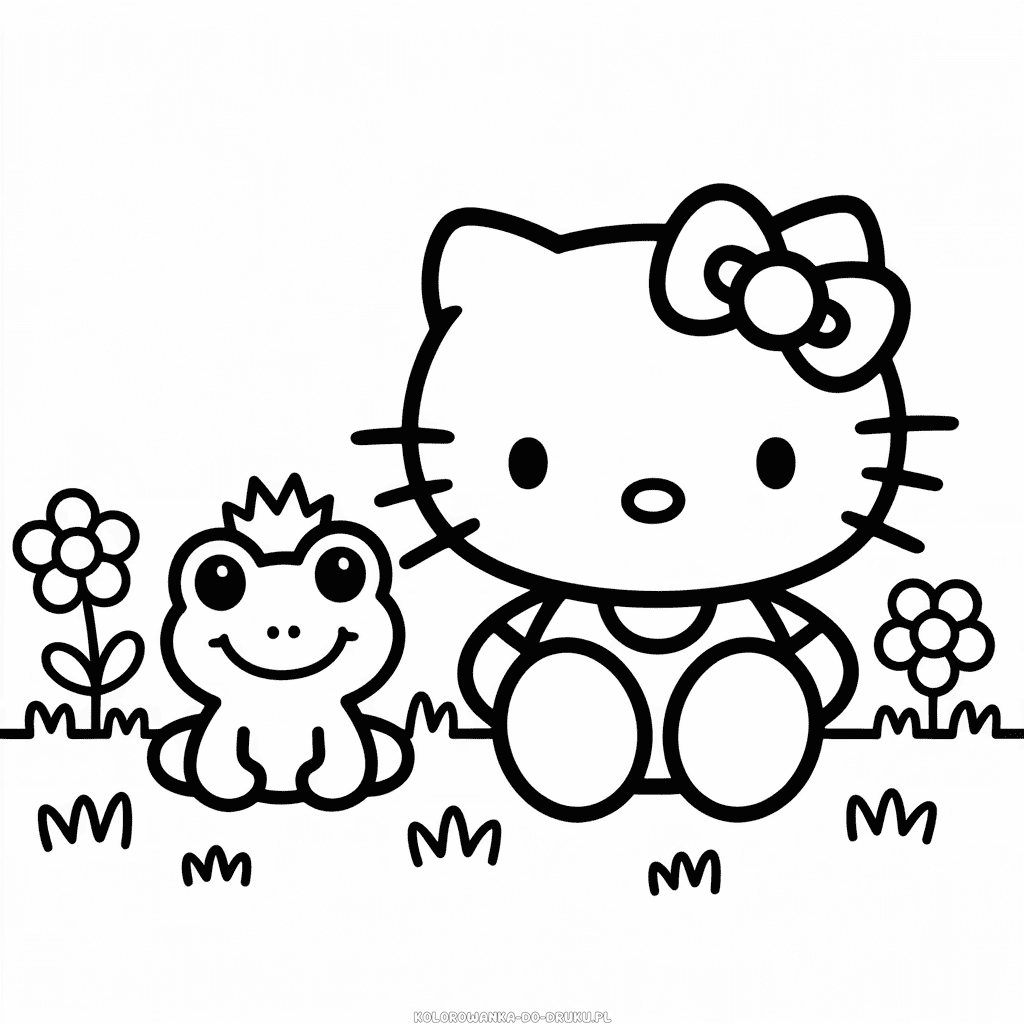 Kolorowanka Hello Kitty i Żaba