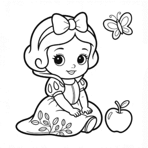 Kolorowanka Malutka Chibi Królewna Śnieżka