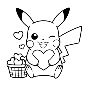 Kolorowanka Pikachu i Serca