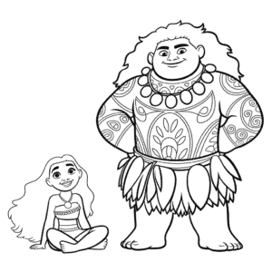 Kolorowanka Vaiana i Maui