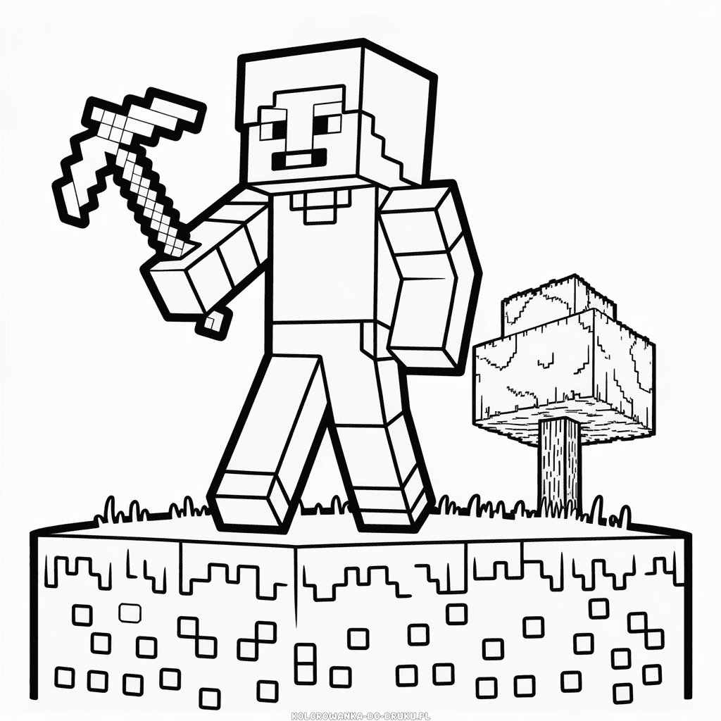 Kolorowanka Czarno-Biały Minecraft