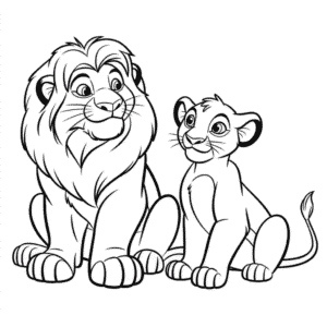Kolorowanka Simba i Nala z Króla Lewa