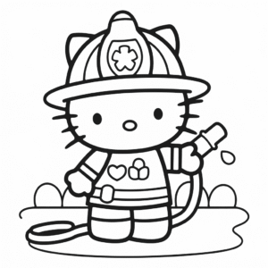 Kolorowanka Strażak Hello Kitty