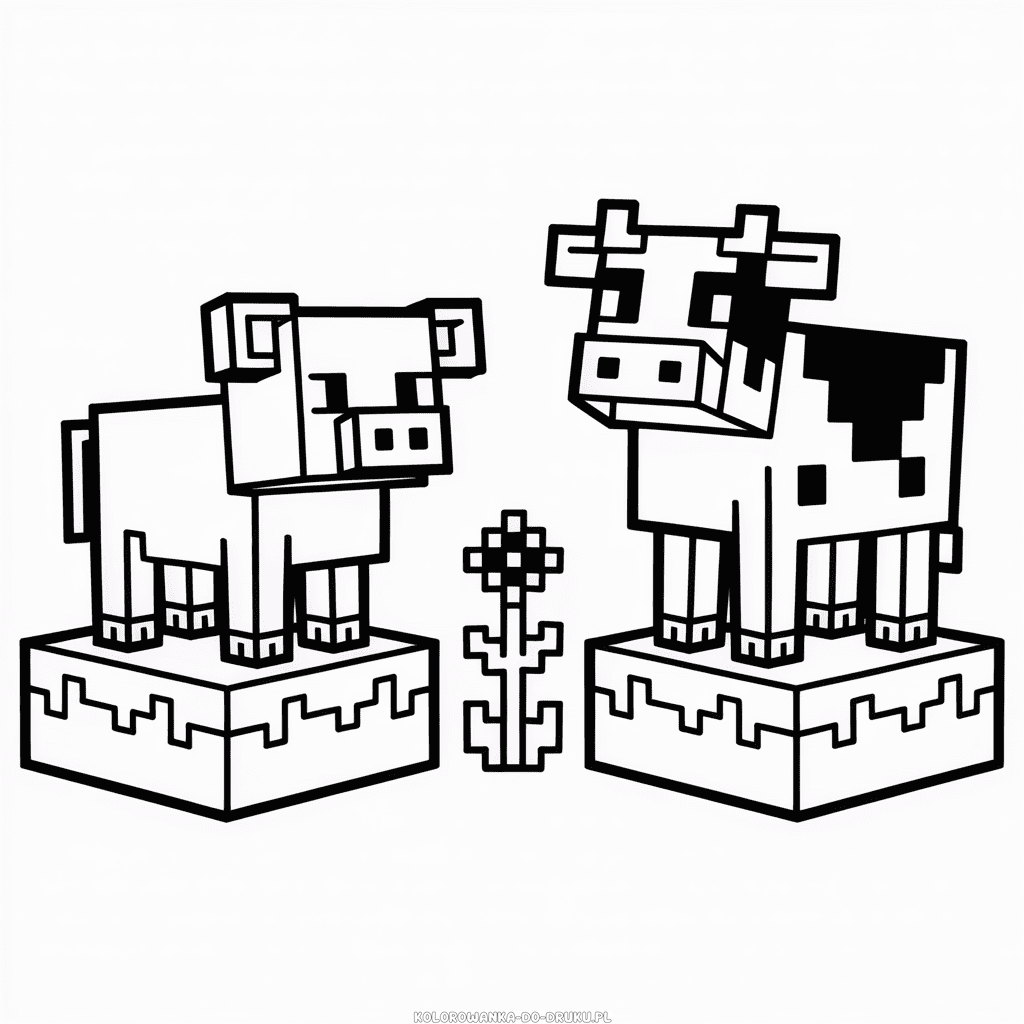 Kolorowanka Zwierzęta w Minecraft