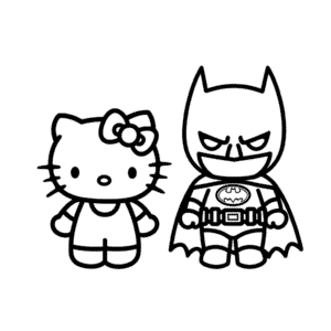 Kolorowanka Hello Kitty i Batman