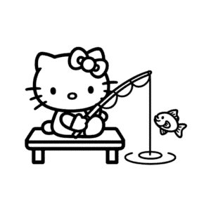 Kolorowanka Hello Kitty na Rybach