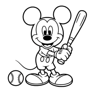 Kolorowanka Myszka Miki Gra w Baseball
