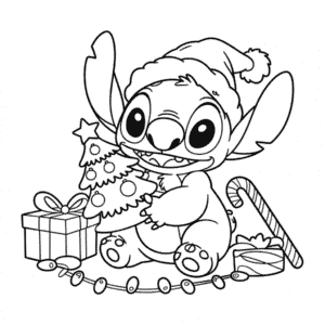 Kolorowanka Świąteczny Stitch z Disneya