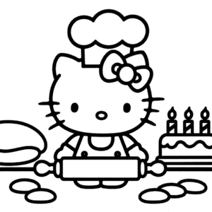 Kolorowanka Hello Kitty Pieczenie