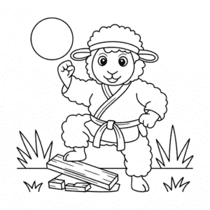Kolorowanka Owca Karate