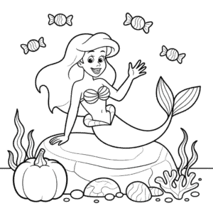 Kolorowanka Halloween Ariel