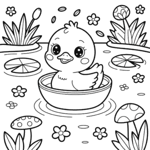Kolorowanka Kawaii Kaczka